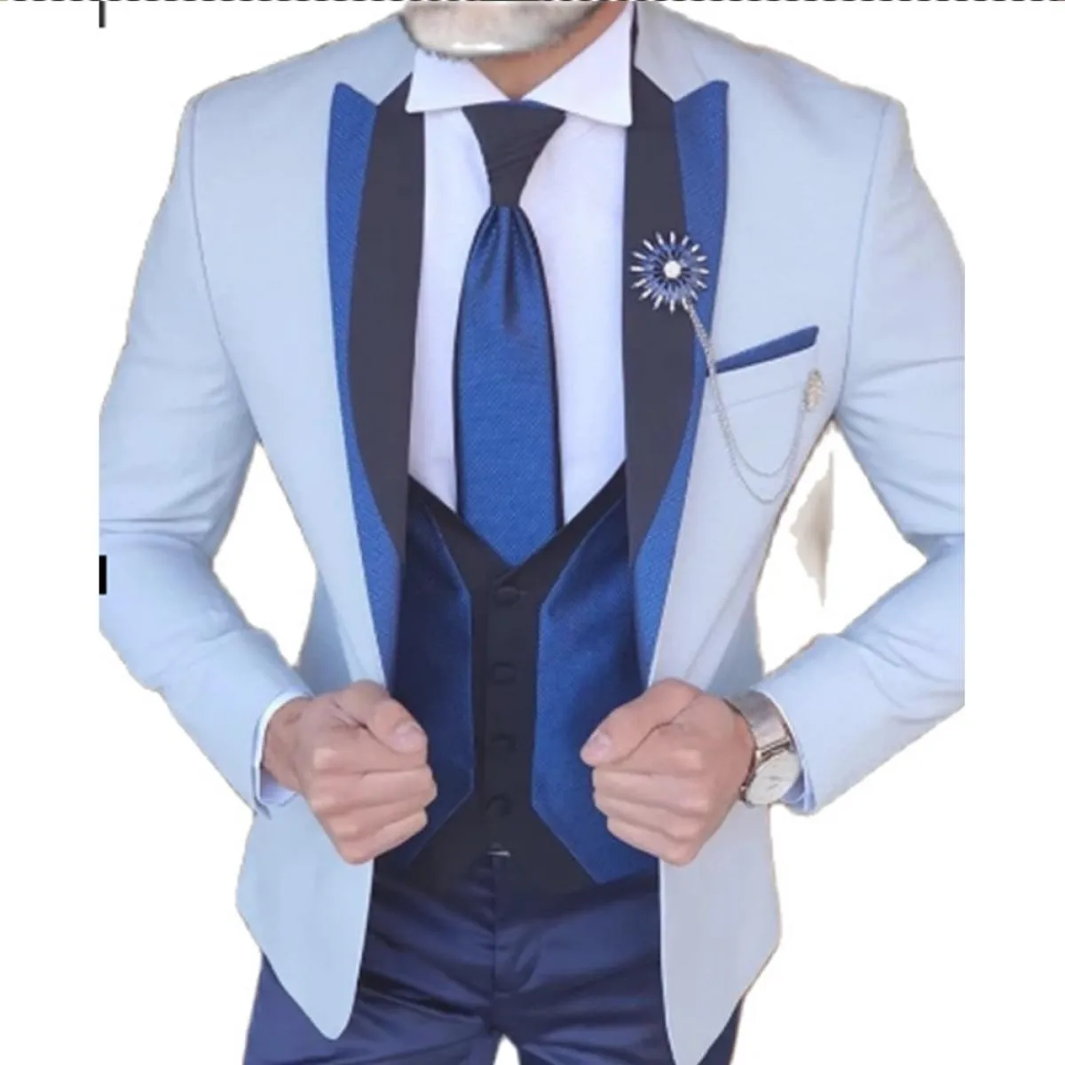 Abiti da sposa da uomo 2022 Design italiano Custom Made Giacca da smoking nera da smoking 3 pezzi Abiti da sposo Terno per uomo