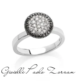 Anello Artlinea Oro bianco con Pavé Diamanti Bianchi e Neri AD728-LL