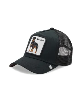 Berretto The Baddest Boy trucker nero con patch Rottweiler