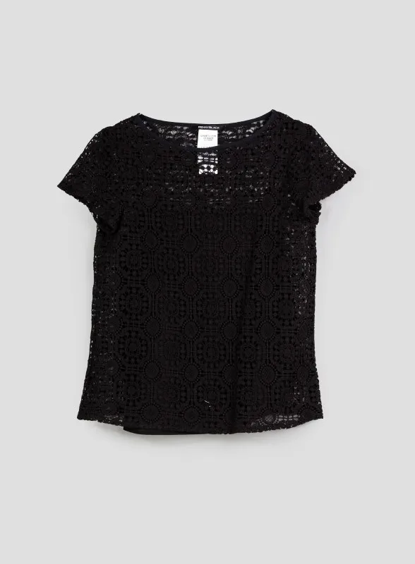 Blusa in macramè nero - Pennyblack