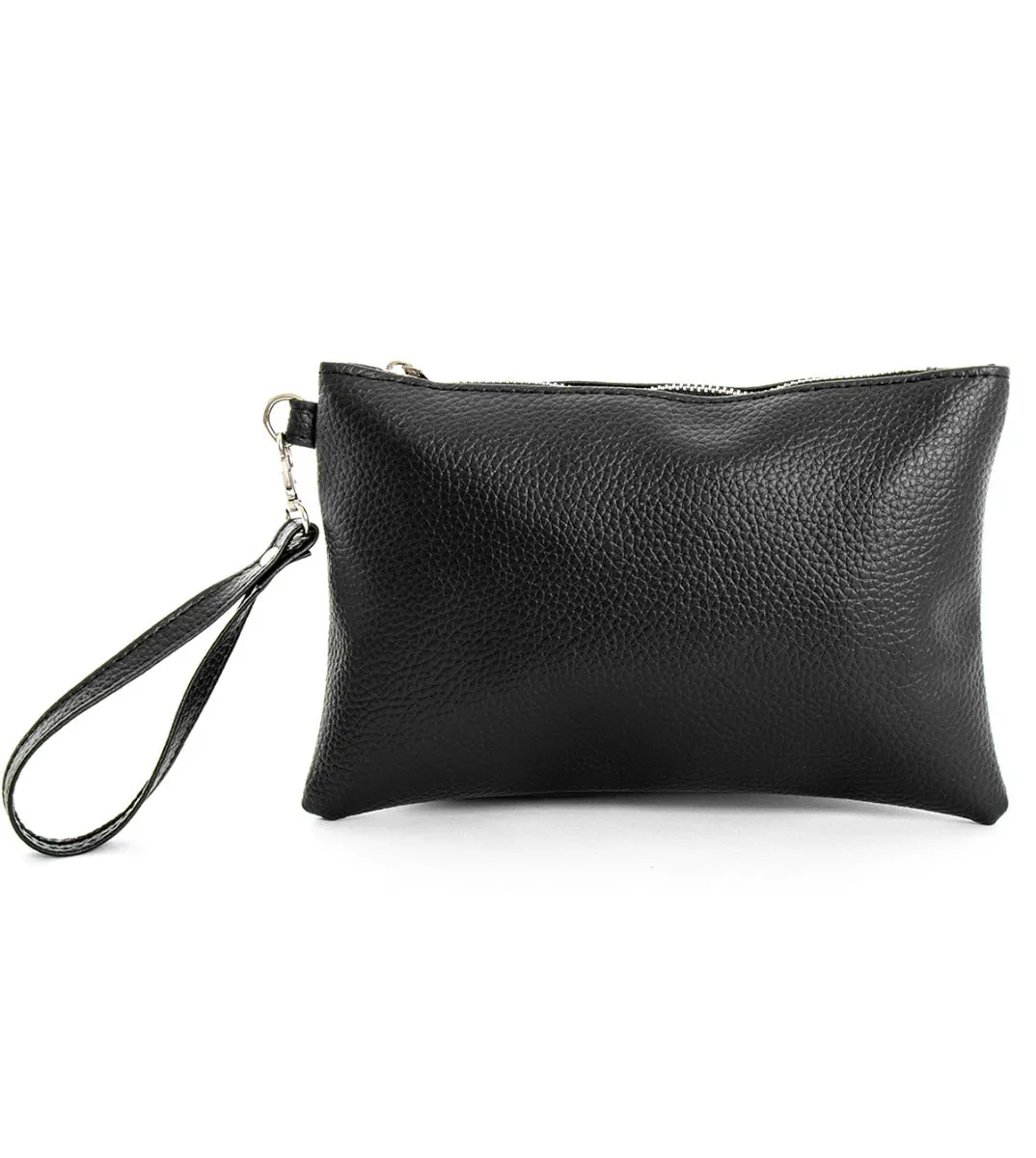 Borsa Borsello Borsetta Pochette a Mano Uomo Unisex Ecopelle Casual Nero Zip GIOSAL-ZU1055A