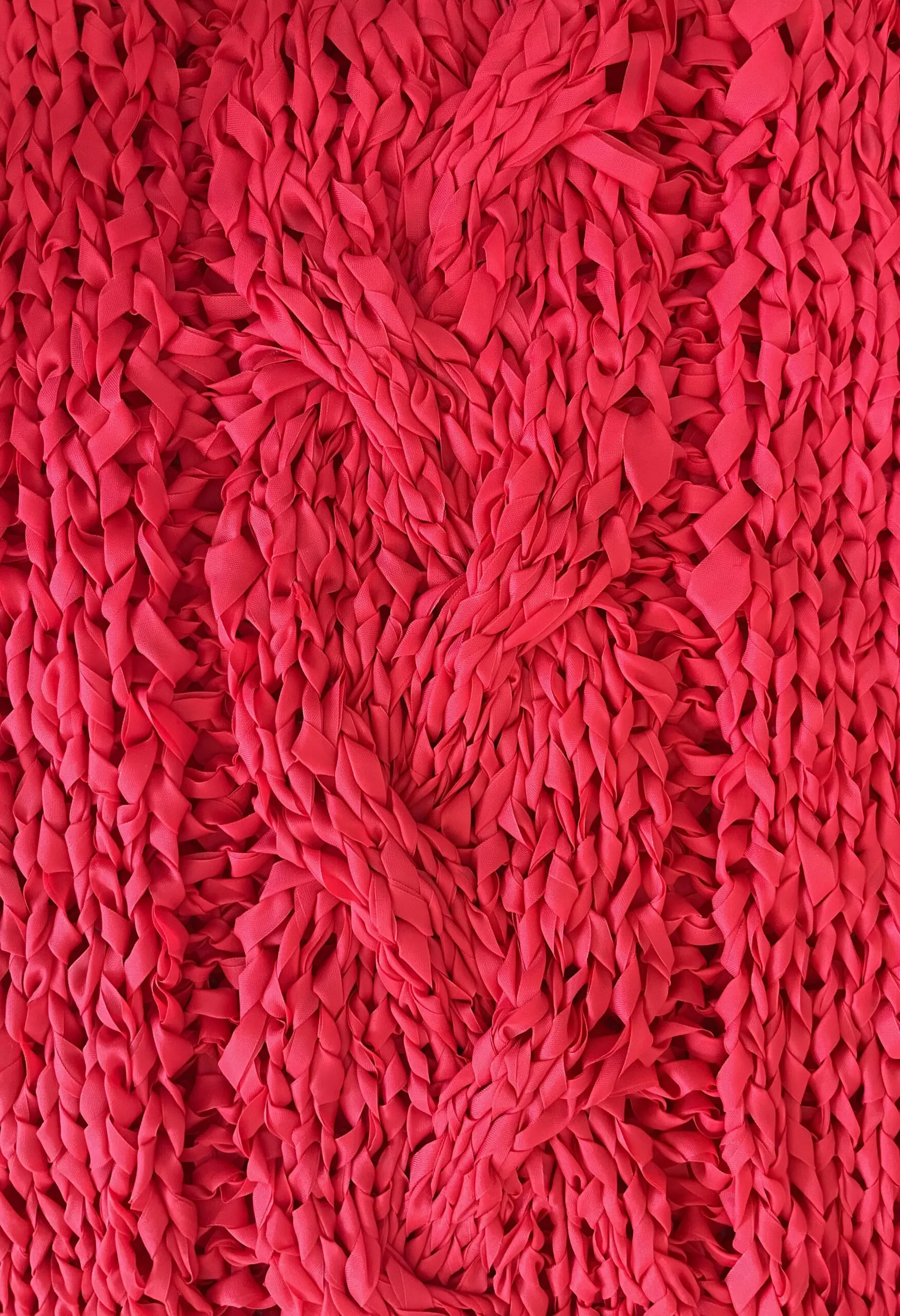 Borsa handmade crochet vintage in fettuccia di nylon rossa