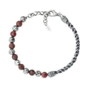 Bracciale Amen Treccia Pietra Lavica E Occhio Di Tigre Rosso