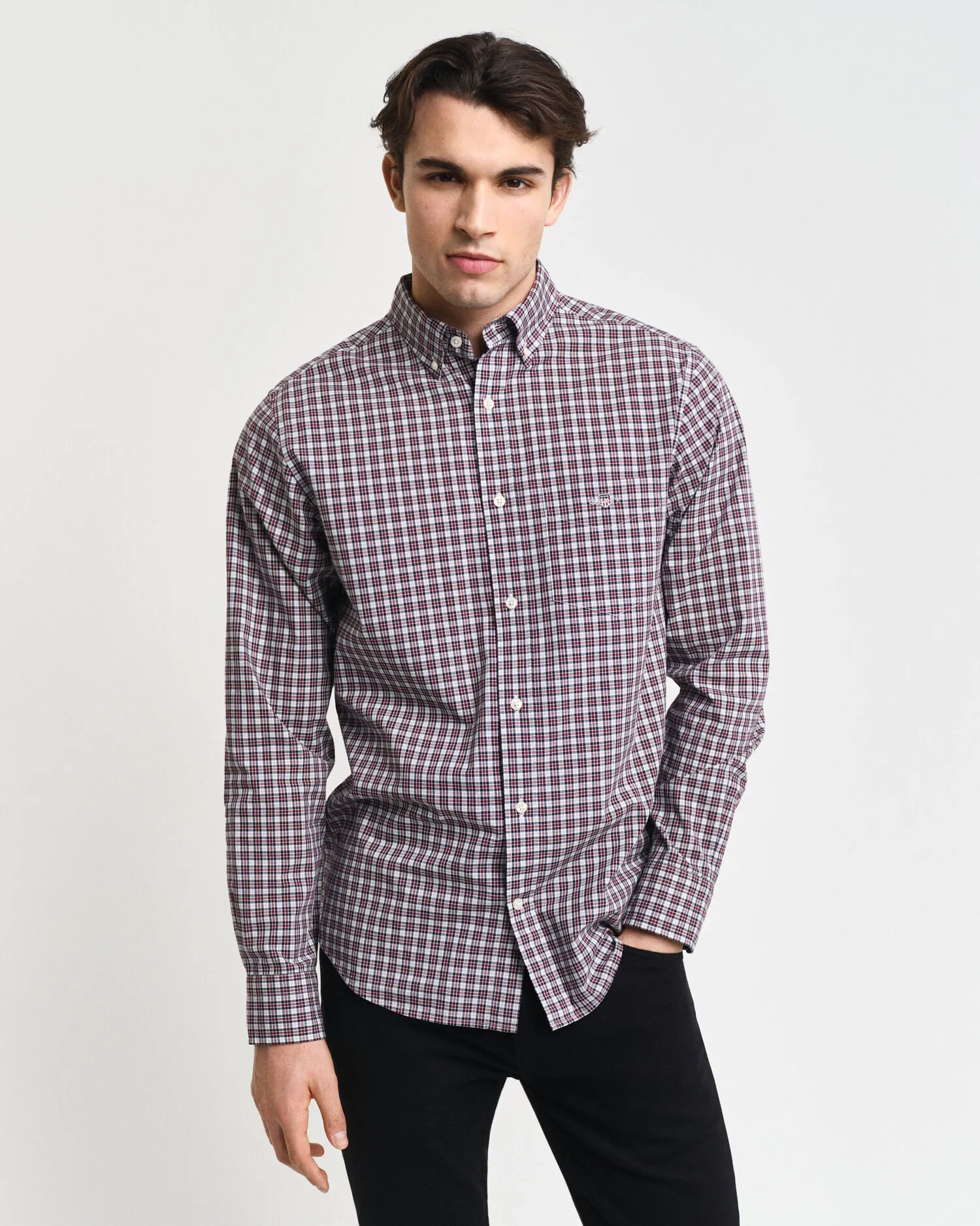 Camicia a quadretti in popeline regular fit    