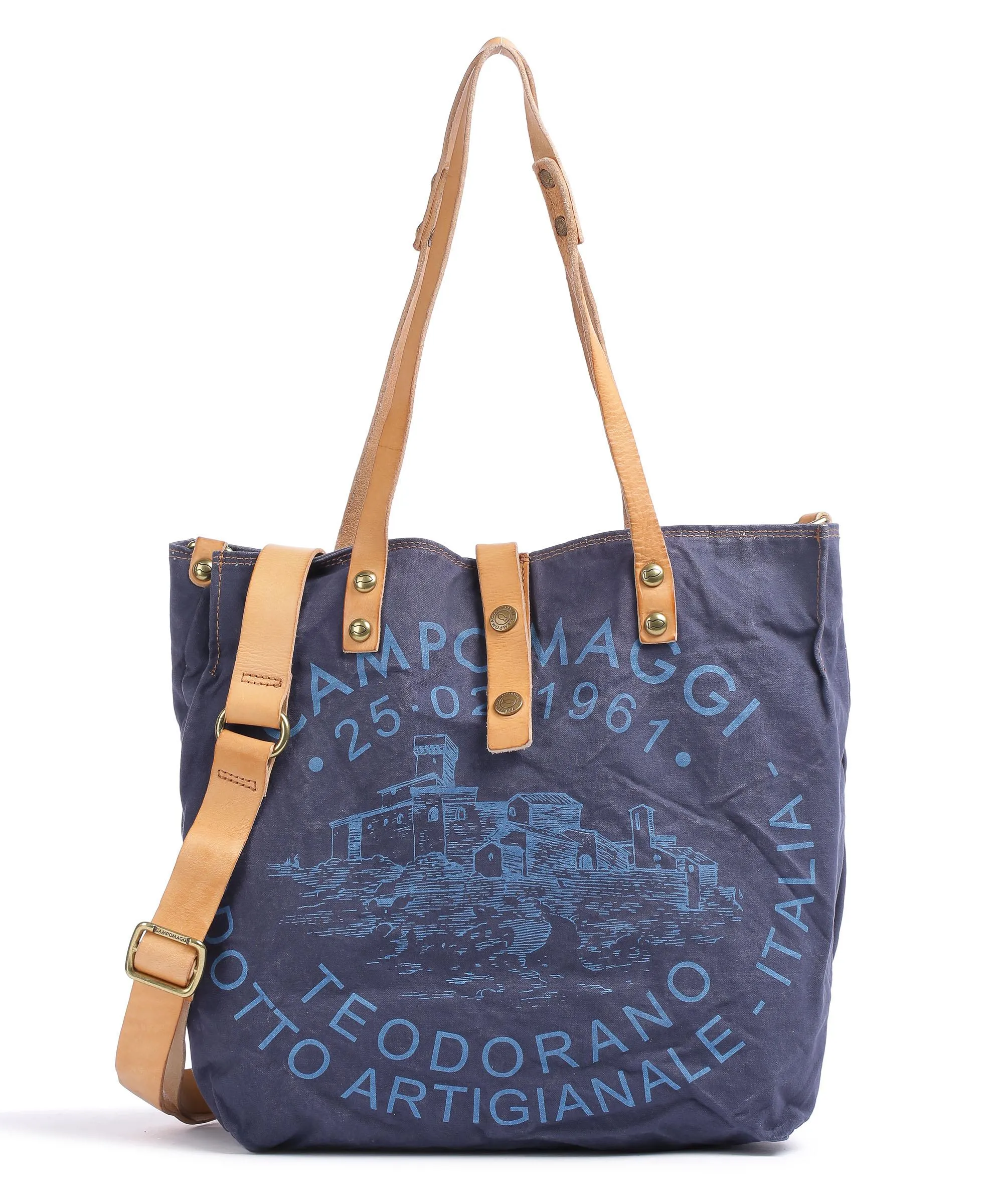  Campomaggi Borsa shopper cotone blu scuro  