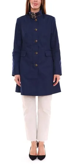 Cappotto corto da donna Aniston CASUAL, cappotto autunnale alla moda, giacca autunnale con colletto rialzato 63397152 blu