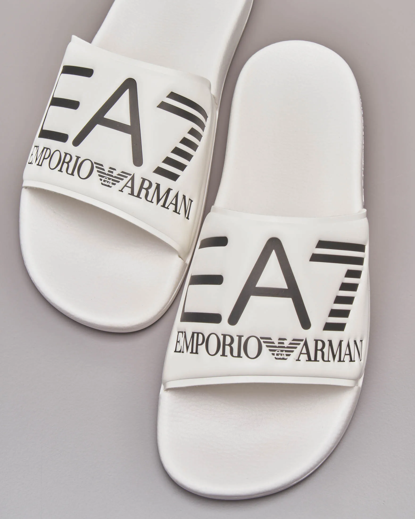 Ciabatta slider bianca con maxi logo nero