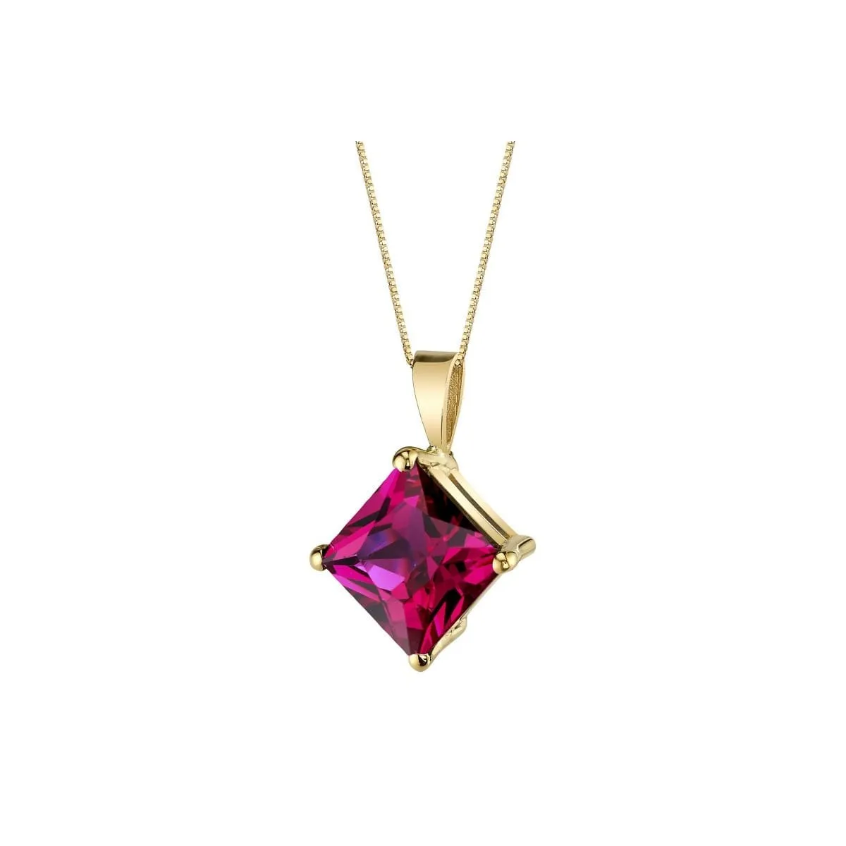 Ciondolo Rubino Taglio Princess di 1 carato in Oro Giallo 18k