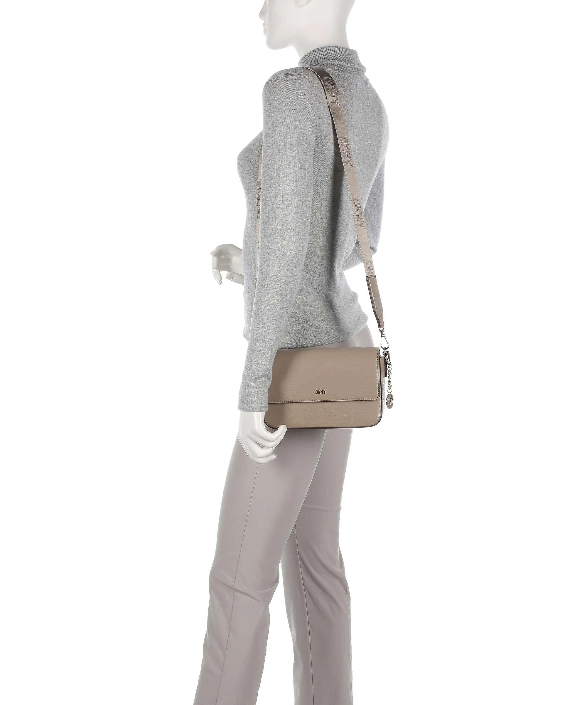  DKNY Bryant Borsa a tracolla pelle di vacchetta grana marrone chiaro  