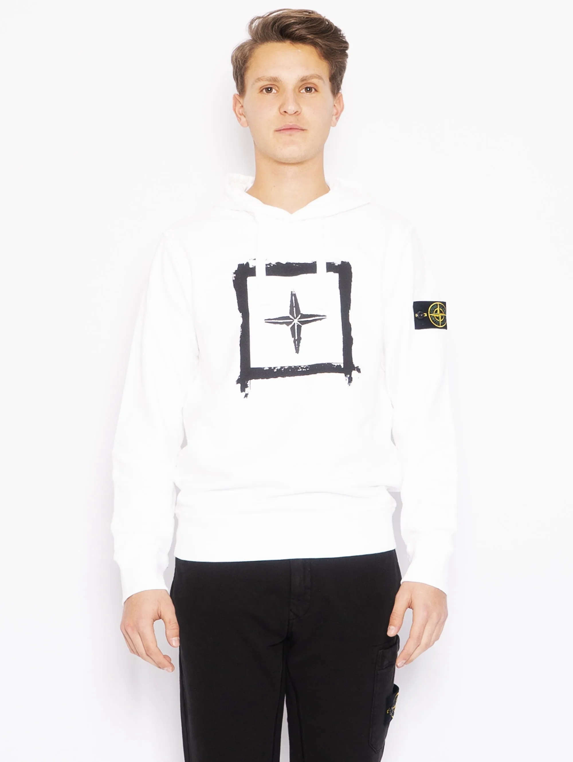 Felpa con Cappuccio con Stampa Logo Bianco