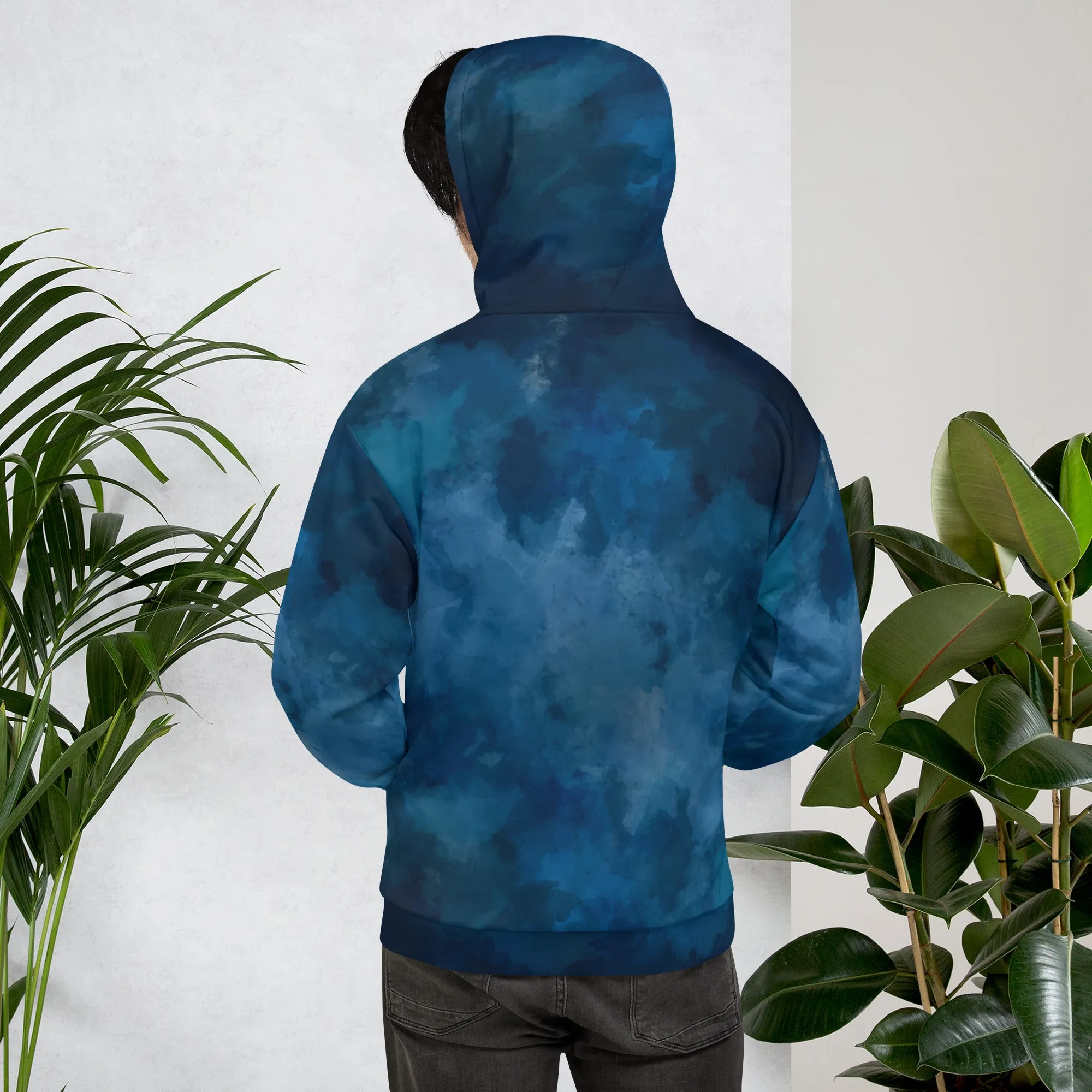 Felpa con cappuccio unisex con nuvole blu