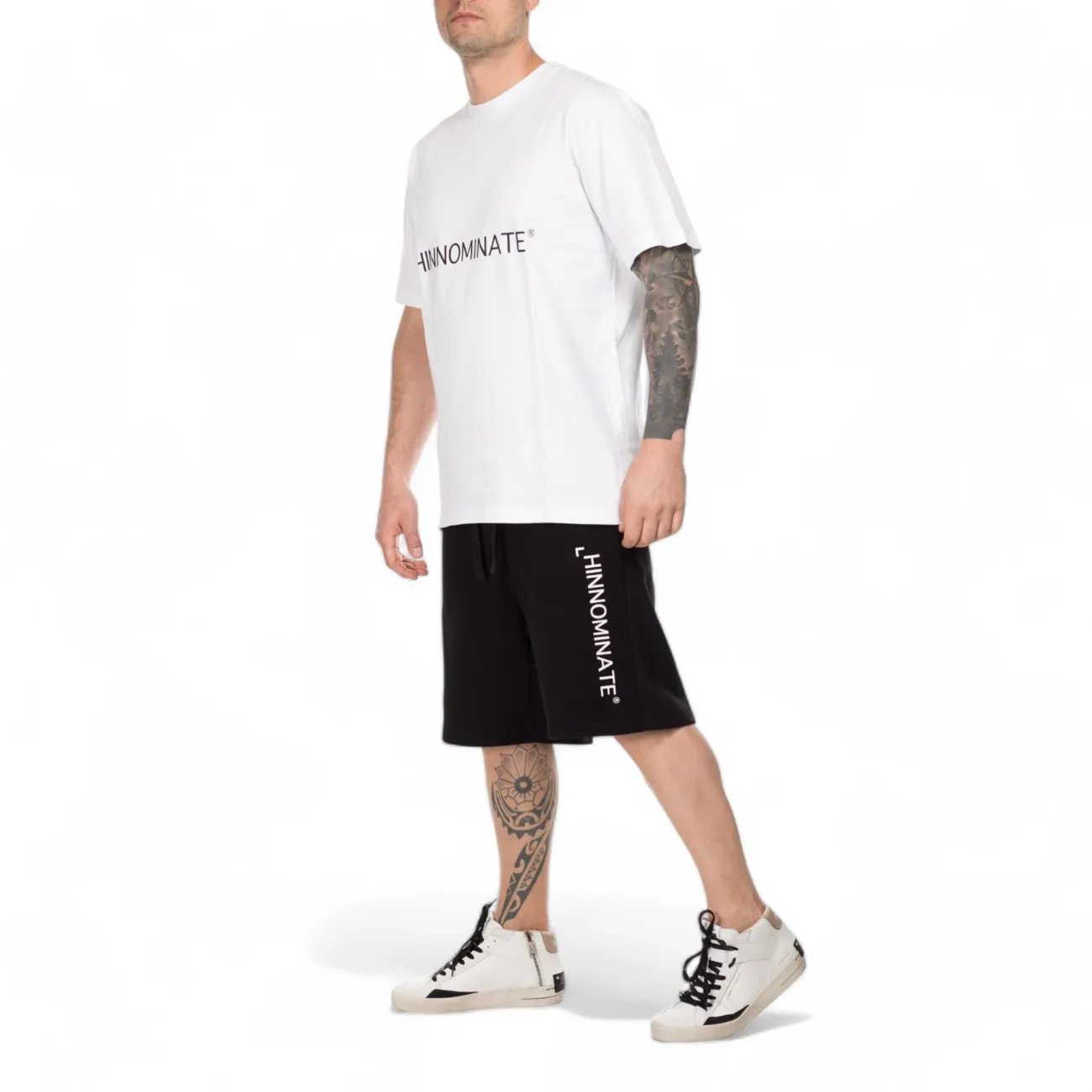 Hinnominate t-shirt bianca logo nero grande