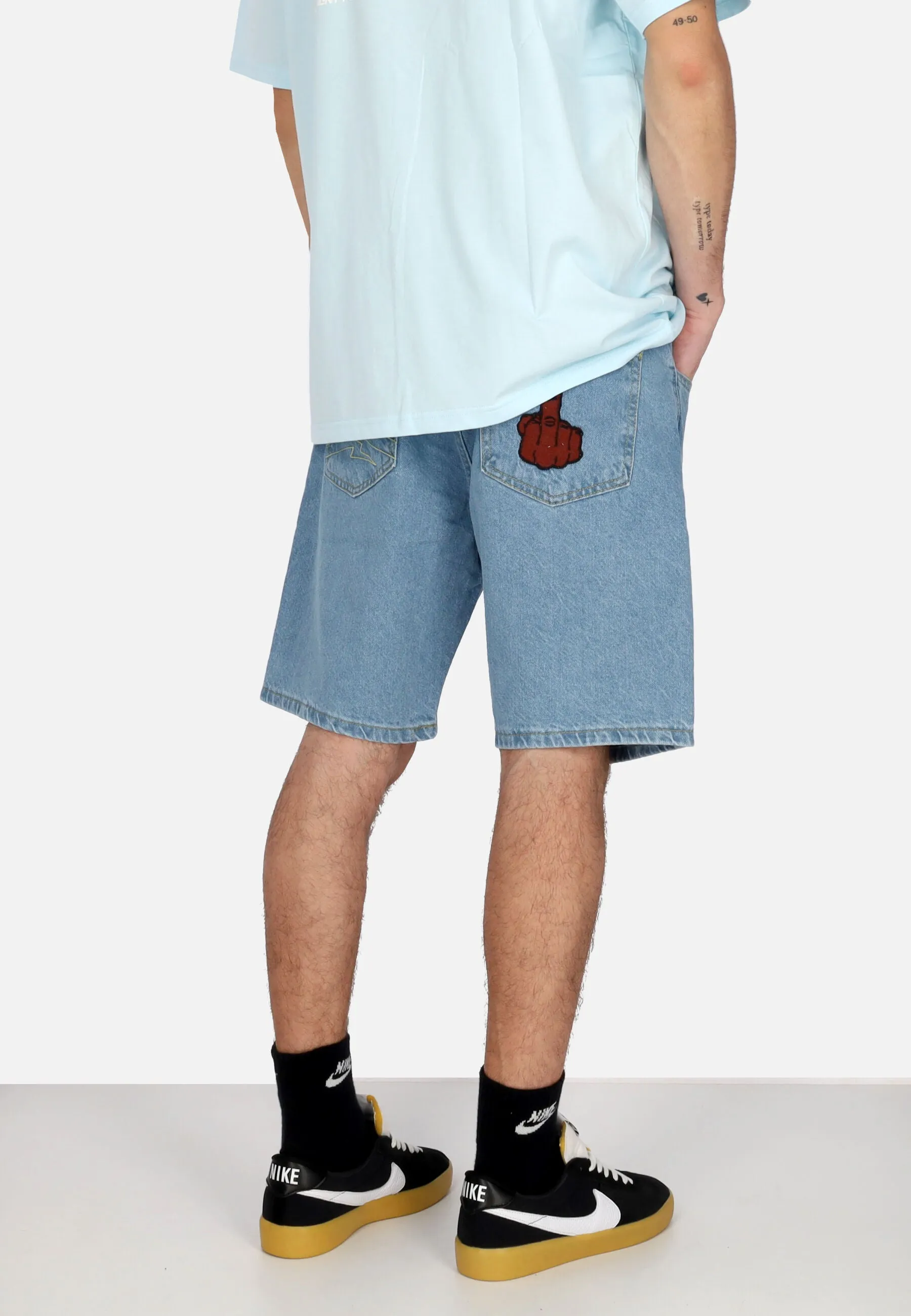 Jeans Corto Uomo Denim Baseball Shorts Blue