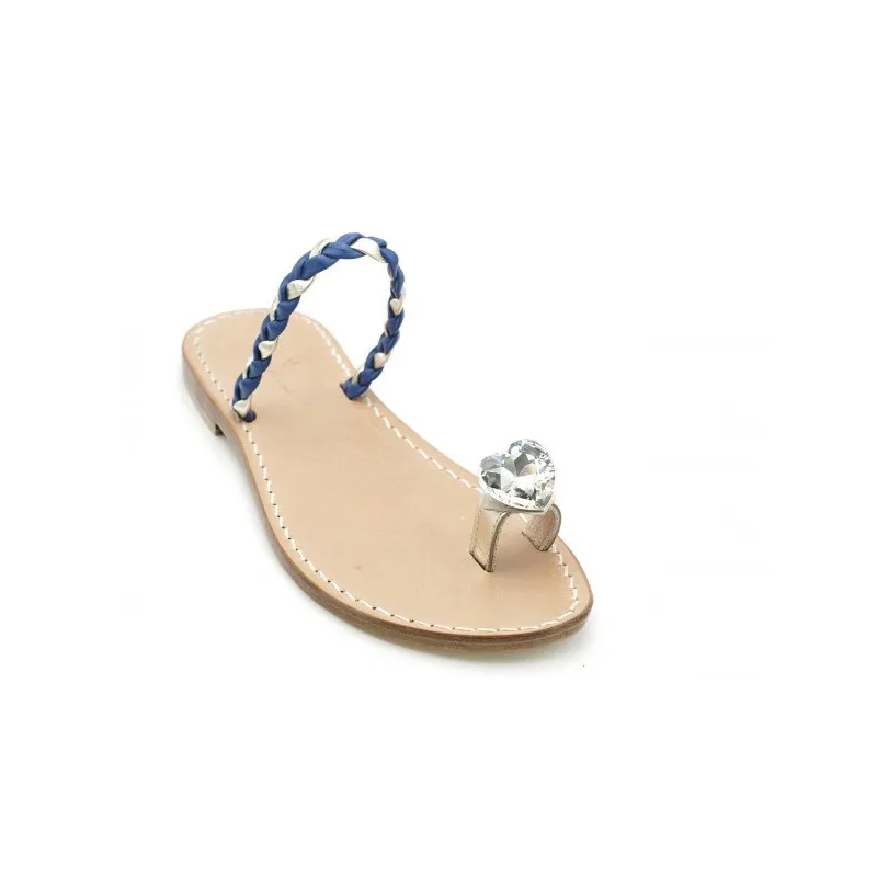 Jirou - sandali fascia e dito con treccia e gioiello