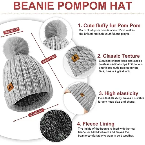 Niwicee Sciarpa Donna Invernale Cappelli Guanti Calze Set Guanti Touch Screen Invernali Winter Set Caldo Berretti Sciarpa Regalo
