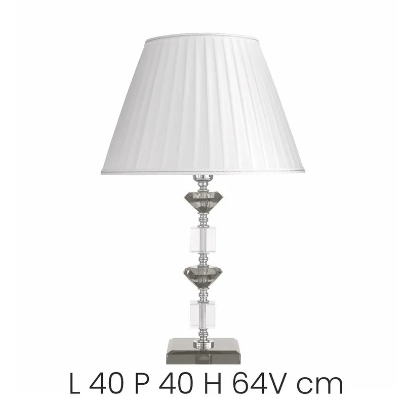 Ondaluce Lampada da tavolo Gala in vetro con elementi decorativi in cristallo ottico, fumè