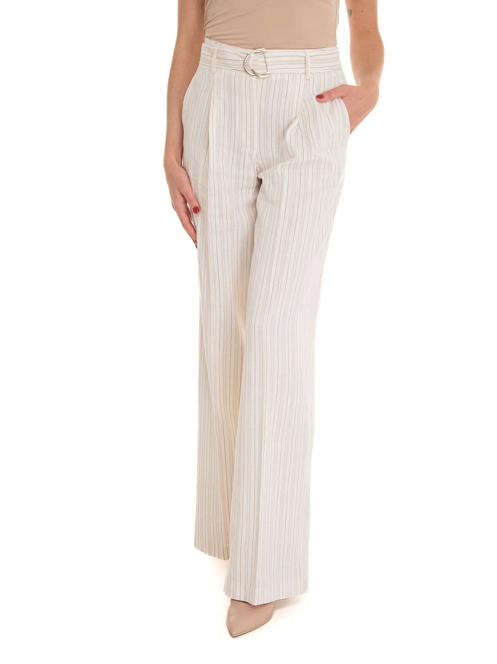 Pantalone largo Panna-marrone Liu Jo Donna
