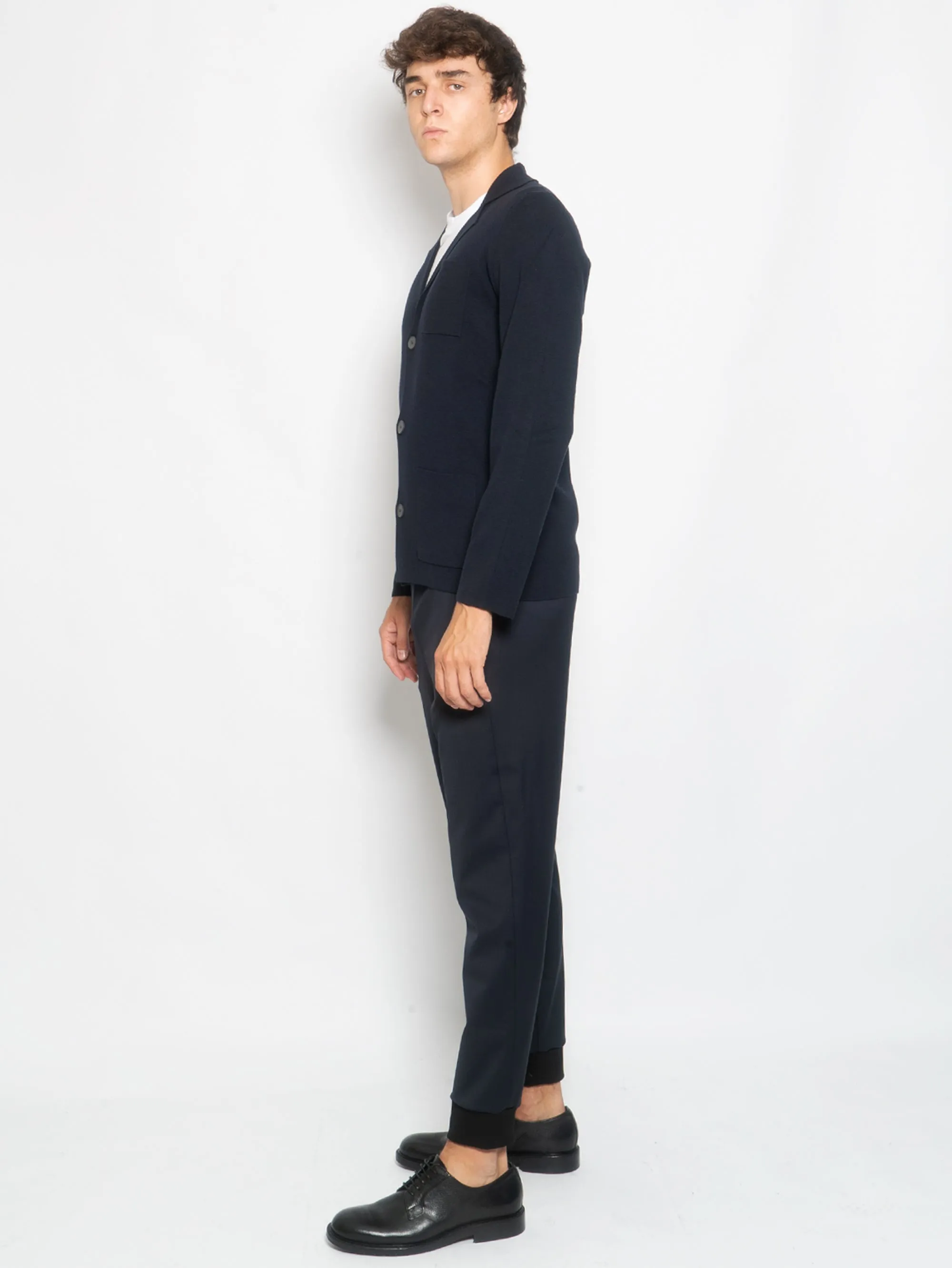 Pantaloni Jogger in Fresco Lana Stretch Blu