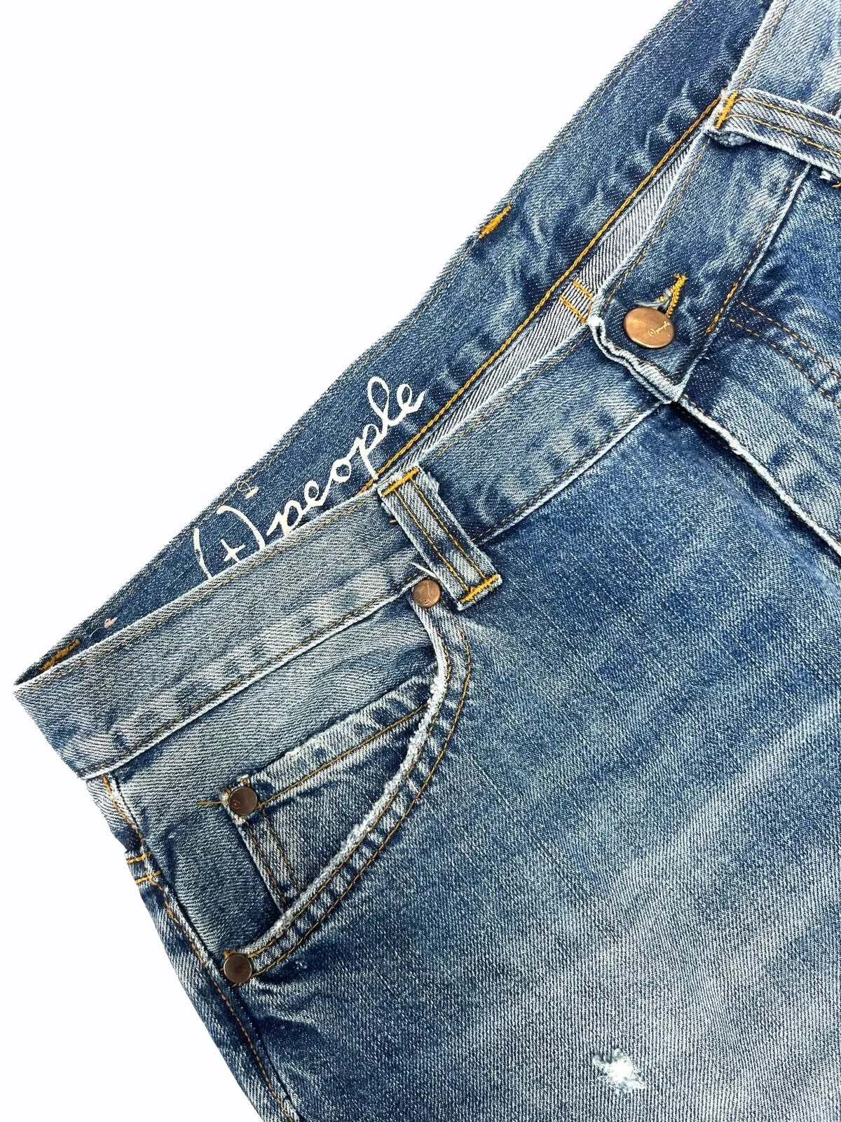 PEOPLE   JEANS EFFETTO USURATO IN DENIM DI COTONE