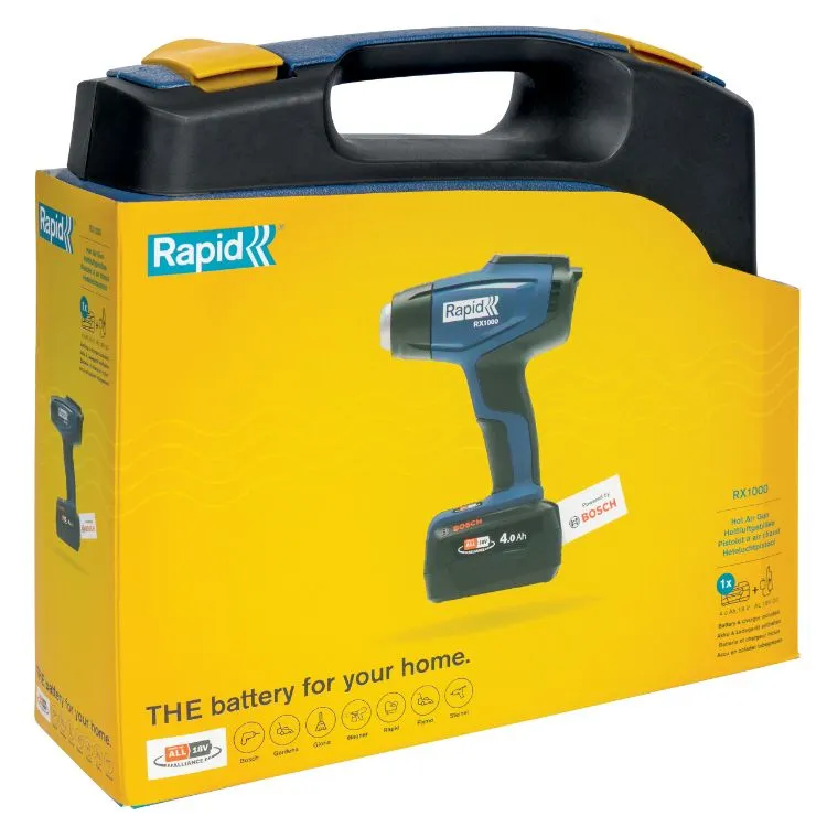 Pistola termica Rapid RX1000, 18V, 550°C max, Cordless, Tipo C - EuroPlug