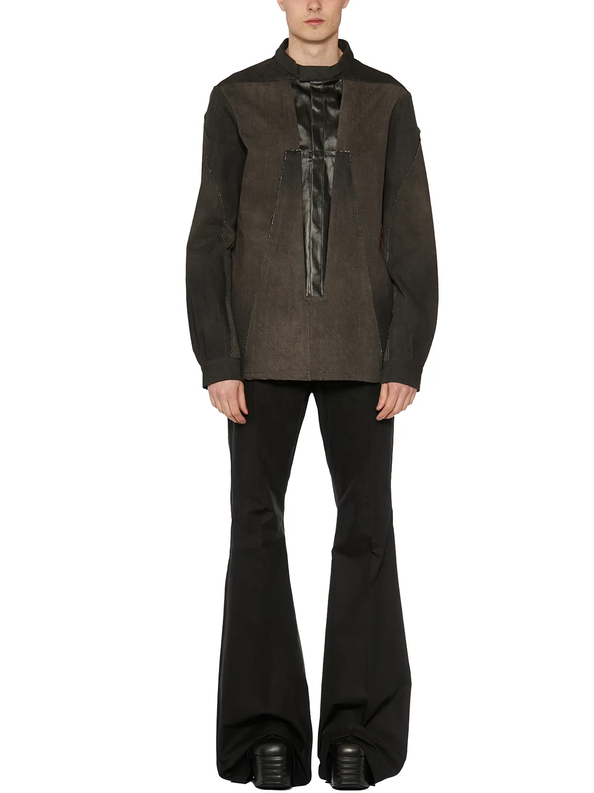 RICK OWENS  GIUBBINO IN DENIM SPLINTERED OUTHERSHIRT 