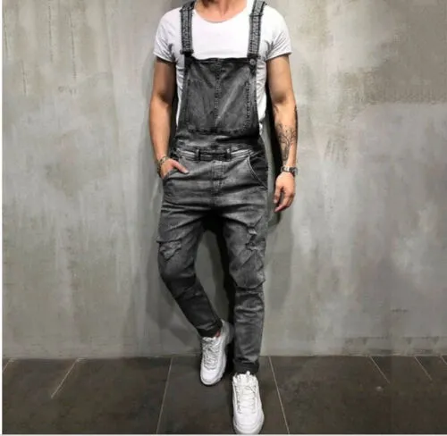 Salopette uomo jeans pantaloni salopette slim fit tuta jumpsuit salopette pantaloni uomo-