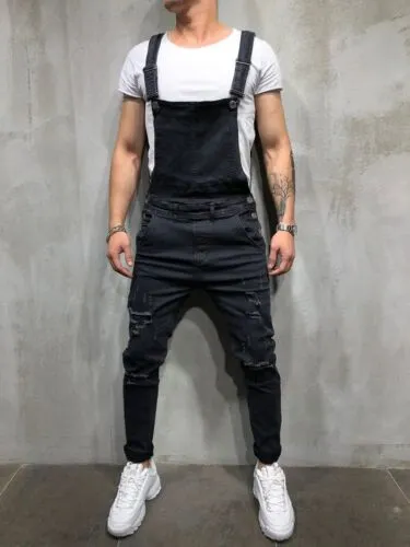 Salopette uomo jeans pantaloni salopette slim fit tuta jumpsuit salopette pantaloni uomo-