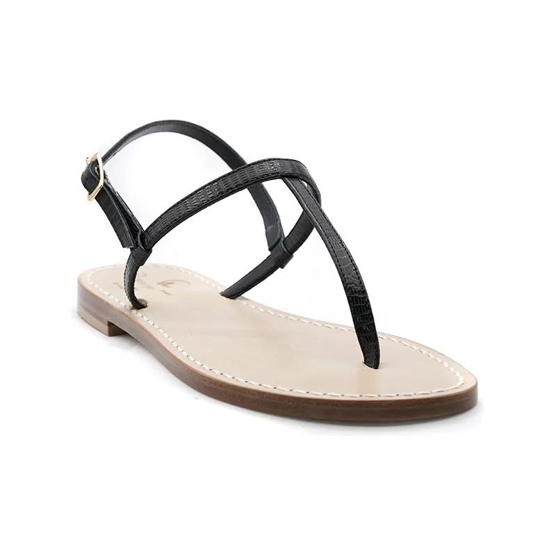 Sandali T nero lucertola