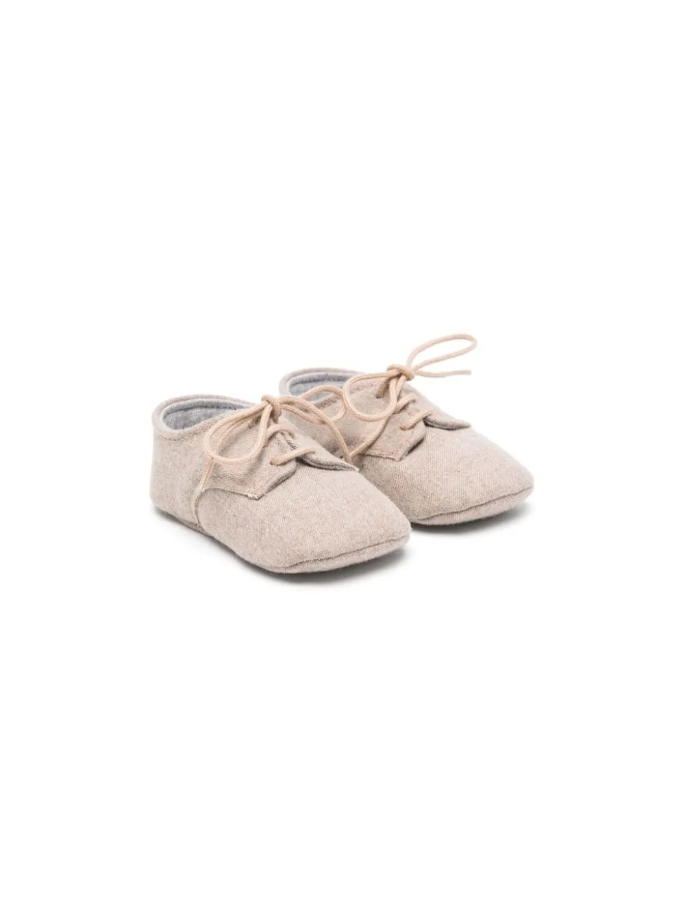 Scarpe primi passi stringate per neonato Il Gufo marrone con soletta con logo