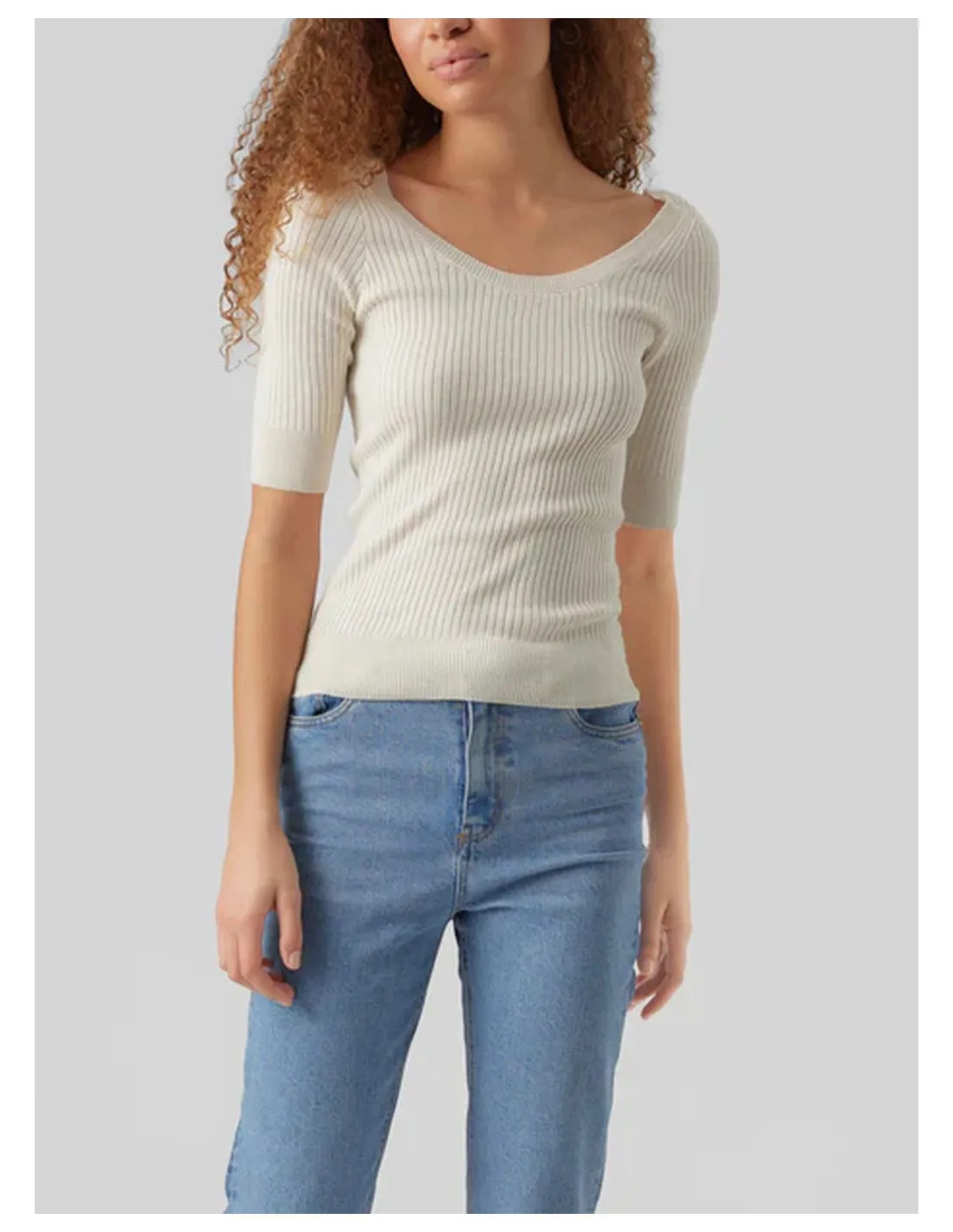 VERO MODA DONNA VMESTELA 2/4 U-NECK PULLOVER GA BO
